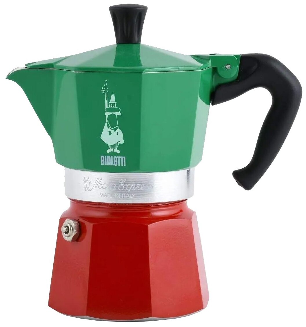 Гейзерная кофеварка Bialetti Moka Express Italia Collection, 130 мл, tricolore