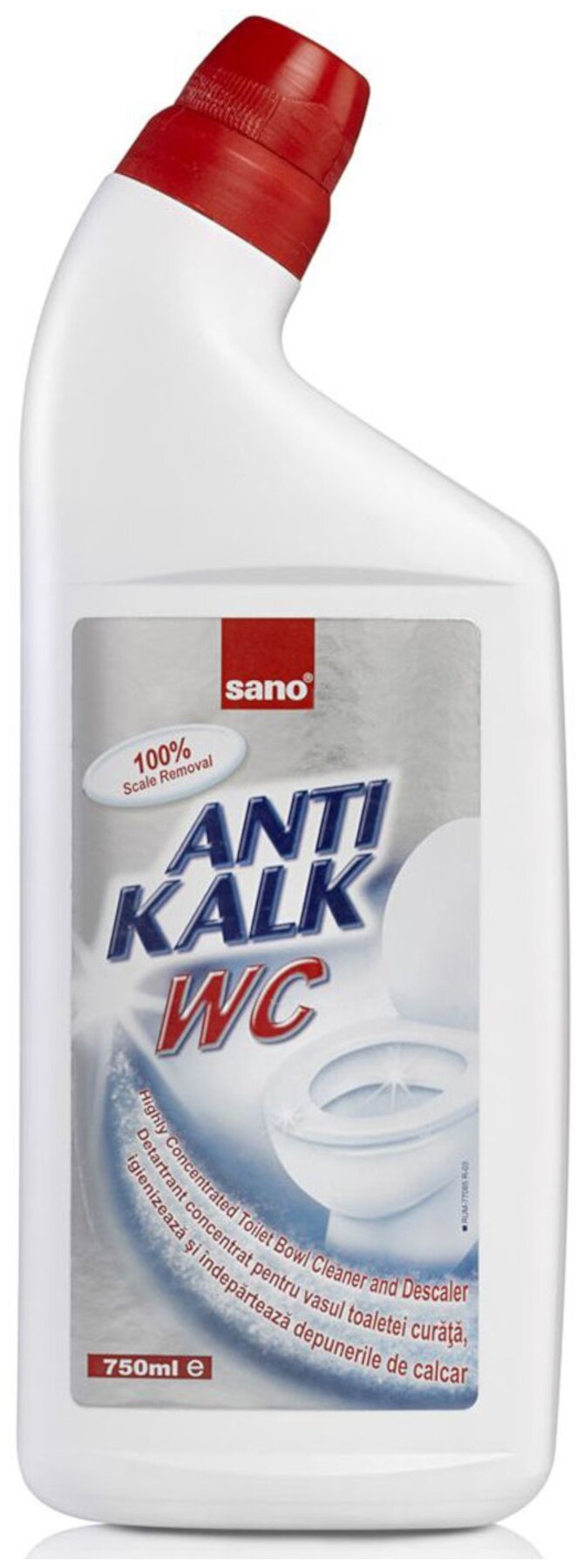 Густая жидкость для мытья унитазов Sano Anti Kalk WC 750 мл. - фотография № 2