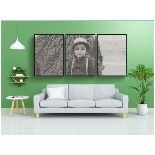 фото Набор модулных постеров для интерьера "ребенок, ретро, счастливый" 60x90 см. в тубусе, без рамки lotsprints