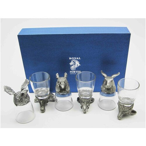 Набор из 6 стопок с головами .Русская Охота 2.