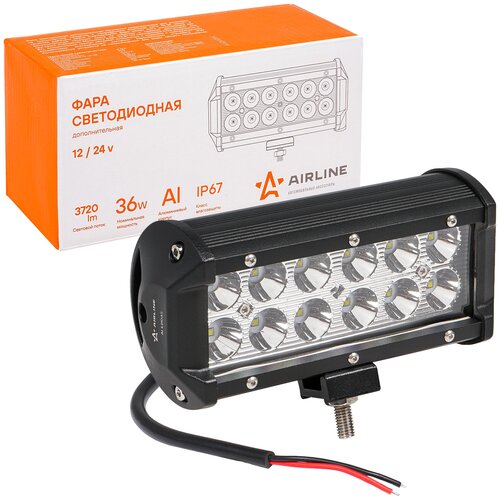AIRLINE ALED045 Фара светодиодная (балка) двухрядная 12 LED направленный свет 36W (165х78х65) 12/24V (ALED045)