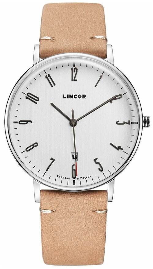Наручные часы LINCOR, серебряный, коричневый
