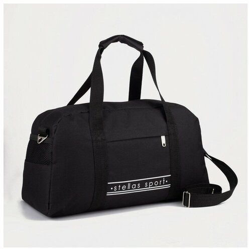 фото Сумка спортивная, отдел на молнии, 3 наружных кармана, длинный ремень, цвет чёрный нет бренда