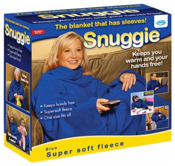 Подарки Синий плед с рукавами Snuggie (180 х 135 см)