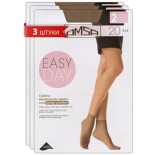 фото Носки omsa, 20 den, 6 пар, 3 уп., размер 0 (uni), бежевый