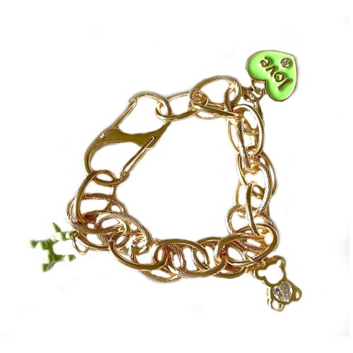 Браслет Love золотой/ Браслет на руку/ Браслет с подвеской сердце