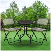 Мебель садовая Green Days, Дуэт, черная, стол, 60х60х70 см, 2 стула