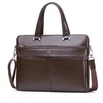 Сумка-портфель MyPads HA-009 из качественной импортной эко-кожи для ноутбука 15.6 дюймов мужская бизнес сумка большой емкости формат A4 темно-коричневого цвета - изображение