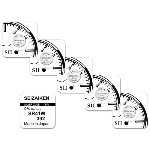 Батарейка Seizaiken 392, LR41, LR736, AG3, SR41W, серия W (энергоемкая), 5 шт. батарейка оксид серебряная varta lr41 392 sr41 g3