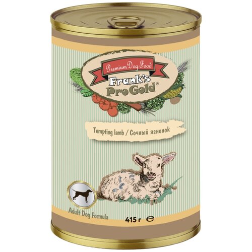 Корм Franks ProGold Консервы для собак Сочный ягненок Tempting lamb Adult Dog Recipe 415 г 369₽
