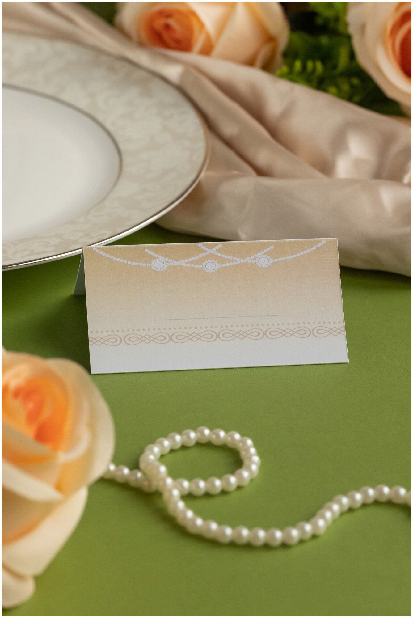 Банкетная карточка "Жемчужная фантазия" для рассадки гостей за столом на свадьбе ручной работы, 10 штук
