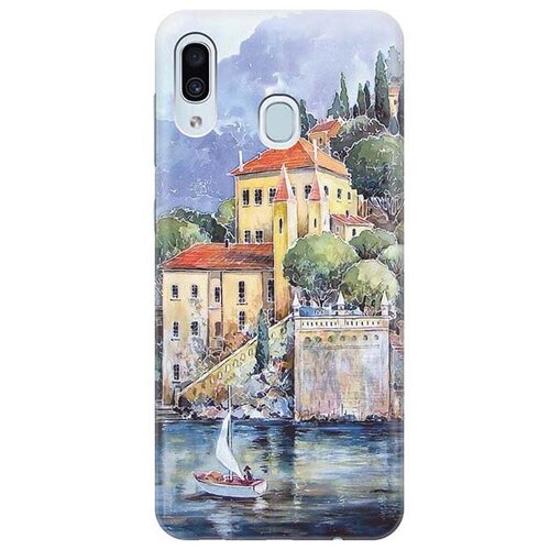 фото Ультратонкий силиконовый чехол-накладка для samsung galaxy a40 с принтом "город у моря" gosso