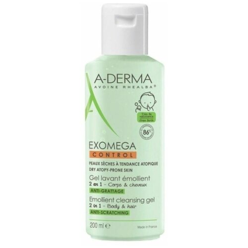 A-Derma Emollient Cleansing Gel Гель 2-в-1 смягчающий очищающий, 200 мл.