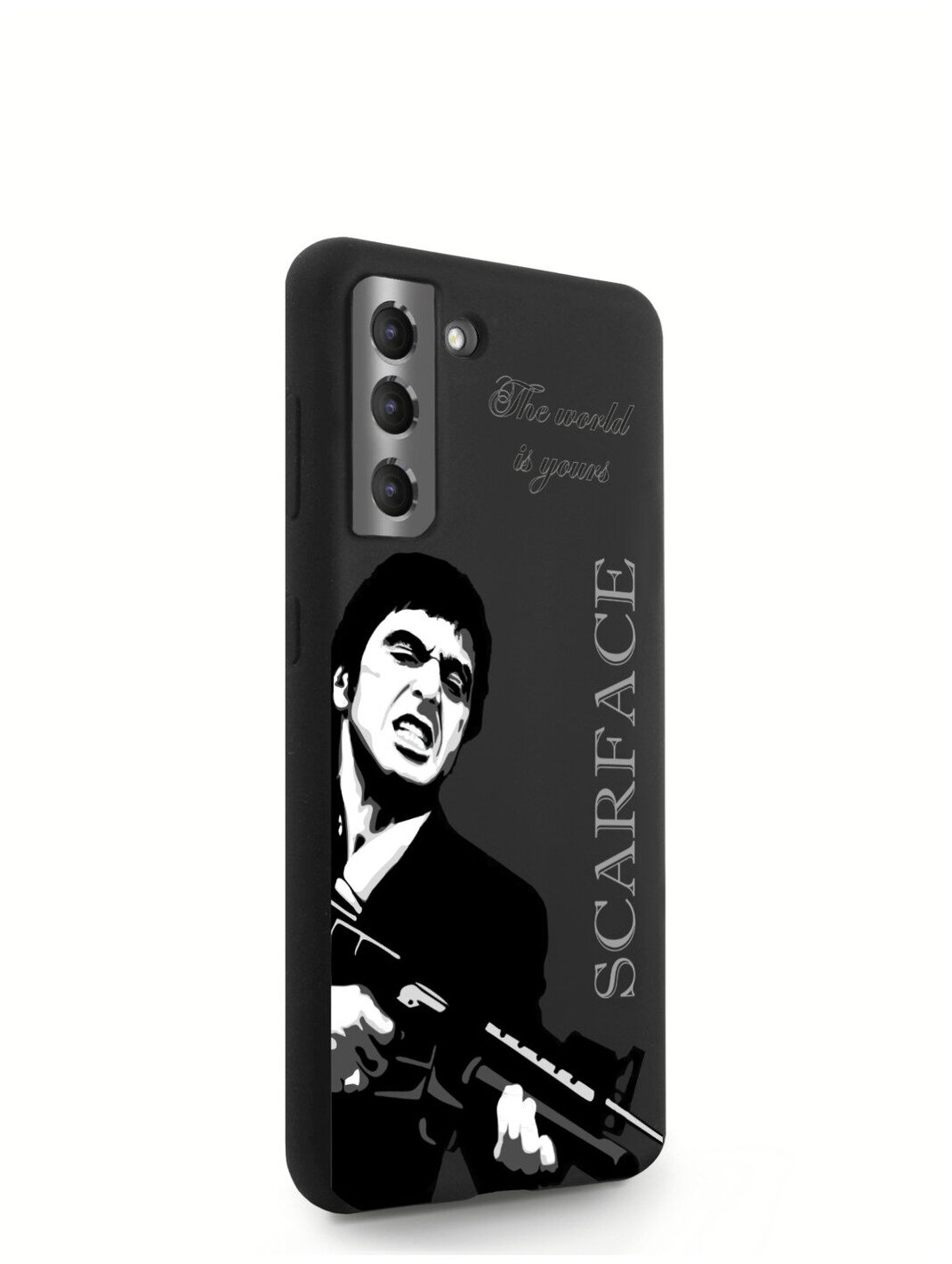 Черный силиконовый чехол MustHaveCase для Samsung Galaxy S21 Scarface Tony Montana/ Лицо со шрамом для Самсунг Галакси С21 Противоударный