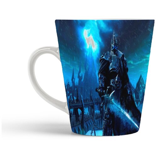 фото Кружка-латте coolpodarok варкрафт король warcraft king lich (персонаж с мечем,синий фон)