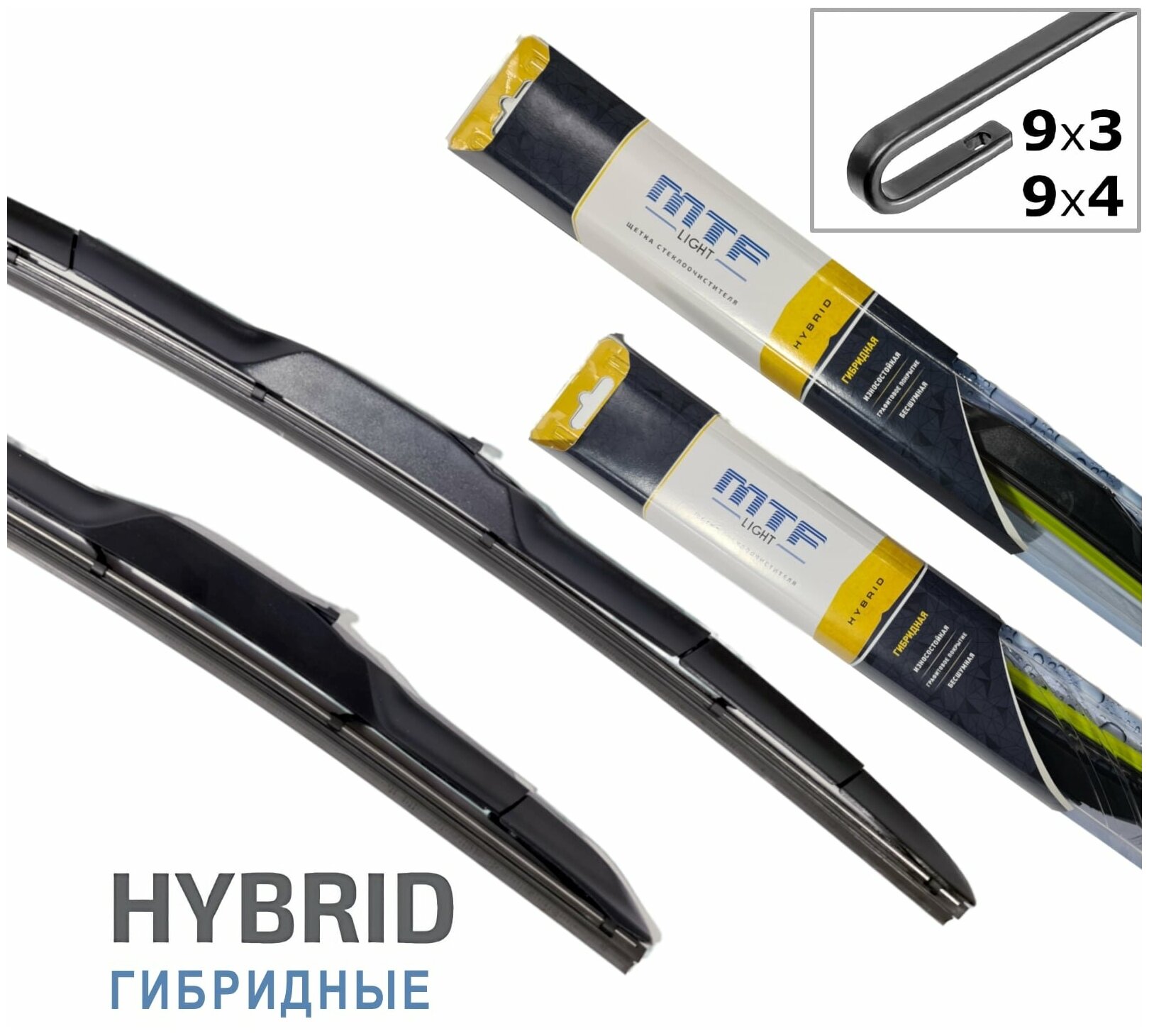 Щётки стеклоочистителя для ЗАЗ Vida седан 2012-2016, дворники MTF Light HYBRID гибридные комплект - водительский 600 мм, пассажирский 400 мм