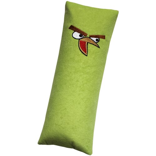 фото Автомобильная подушка на ремень безопасности matex birds, цвет зеленый, 30х11х9 см с вышивкой.