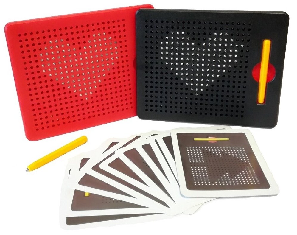 Магнитный планшет Mini Magpad для рисования магнитами (380 шариков) с карточками