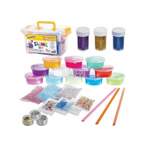Набор слаймов 12 цветов 16 аксессуаров в пластиковом боксе юнландия 923₽