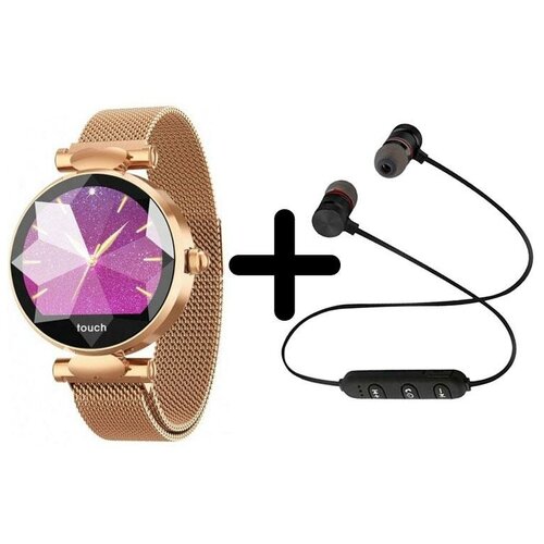 Умные часы BandRate Smart BRSB8080GG-SET1 с беспроводными наушниками мониторингом кислорода в крови шагомером 811200₽