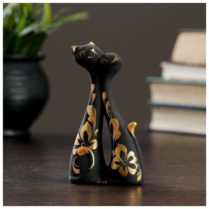 фото Фигура "Коты влюбленные" черные 3х6х11см