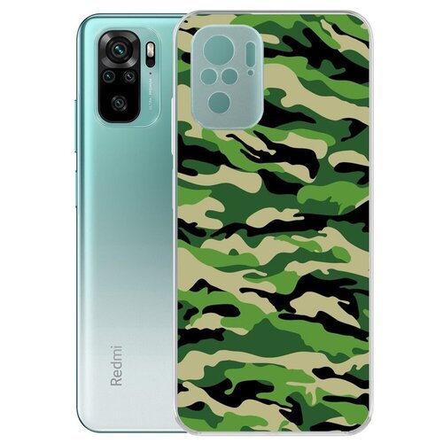 Чехол-накладка Krutoff Clear Case Камуфляж зеленый для Xiaomi Redmi Note 10/ Note 10S чехол накладка krutoff clear case камуфляж зеленый для xiaomi redmi 9t