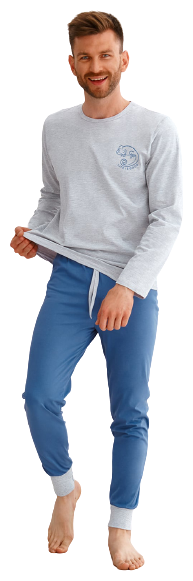 Стильный мужской пижамный комплект с синими брюками 22W Jacob