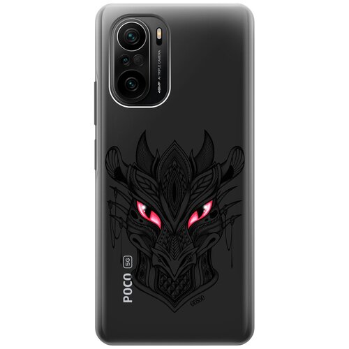 фото Ультратонкий силиконовый чехол-накладка transparent для xiaomi poco f3 с 3d принтом "dragon" gosso