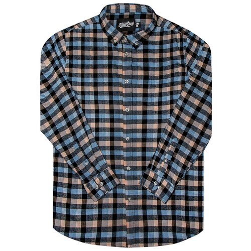фото Рубашка мужская / street soul / клетка 0137 / бежево-чёрно-голубой / (l)