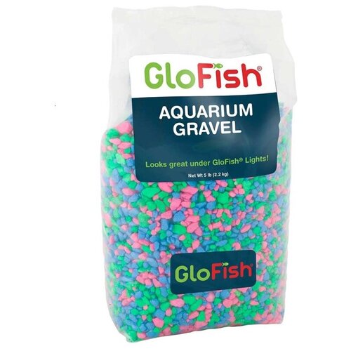 Грунт для аквариума Glofish с флуоресцентными GLO частицами розовый, зеленый, синий (2,26 кг)
