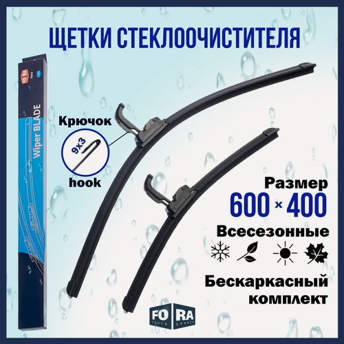 Изображение товара Щетки стеклоочистителя (комплект 600 мм. и 400 мм.), Поло 2010-2025, бескаркасные, крючок.