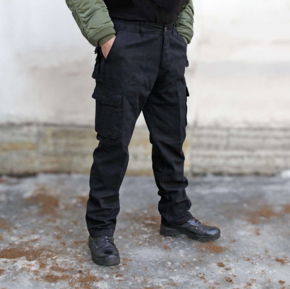 фото Брюки мужские карго, утепленные (иссиня-черный), 50 (L) (рост 180–184)