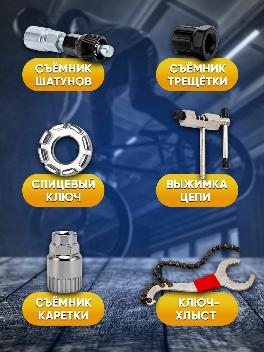 Набор CLASSMARK, для ремонта велосипеда, нержавеющая сталь, 6 предметов — фото 1