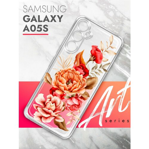 Чехол на Samsung Galaxy A05s (Самсунг Галакси А05с), прозрачный силиконовый с защитой (бортиком) вокруг камер, Brozo (принт) Ржавый Пион чехол на samsung galaxy a05s самсунг галакси а05с прозрачный силиконовый с защитой бортиком вокруг камер brozo принт россия флаг лента