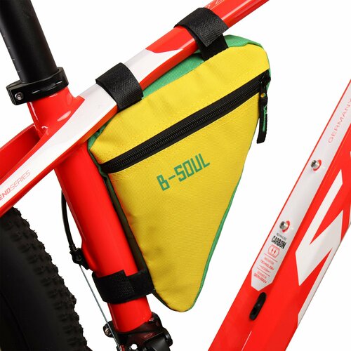Сумка велосипедная подрамная жёлто-зелёная 20х18,5х4см велосумка подрамная сумка велосипедная под раму