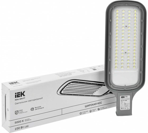 Светильник светодиодный ДКУ 1012-100Ш 5000К IP65 сер. IEK LDKU1-1012-100-5000-K03