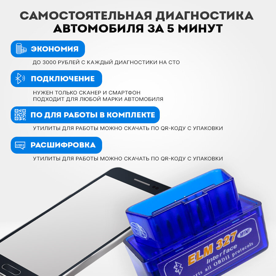 Диагностический сканер ELM327 Bluetooth OBD2 V 1.5 c двумя платами и чипом PIC18F25K80 / автосканер PIC18K25F80 для диагностики автомобиля с поддержкой Android и Windows — фото 1