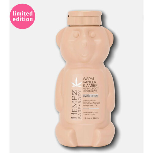 Hempz Мишка Bare Lotion Warm Vanilla & Amber - Herbal Moisturizer - 346ml hempz гель для душа triple moisture herbal body wash 250 мл hempz тройное увлажнение