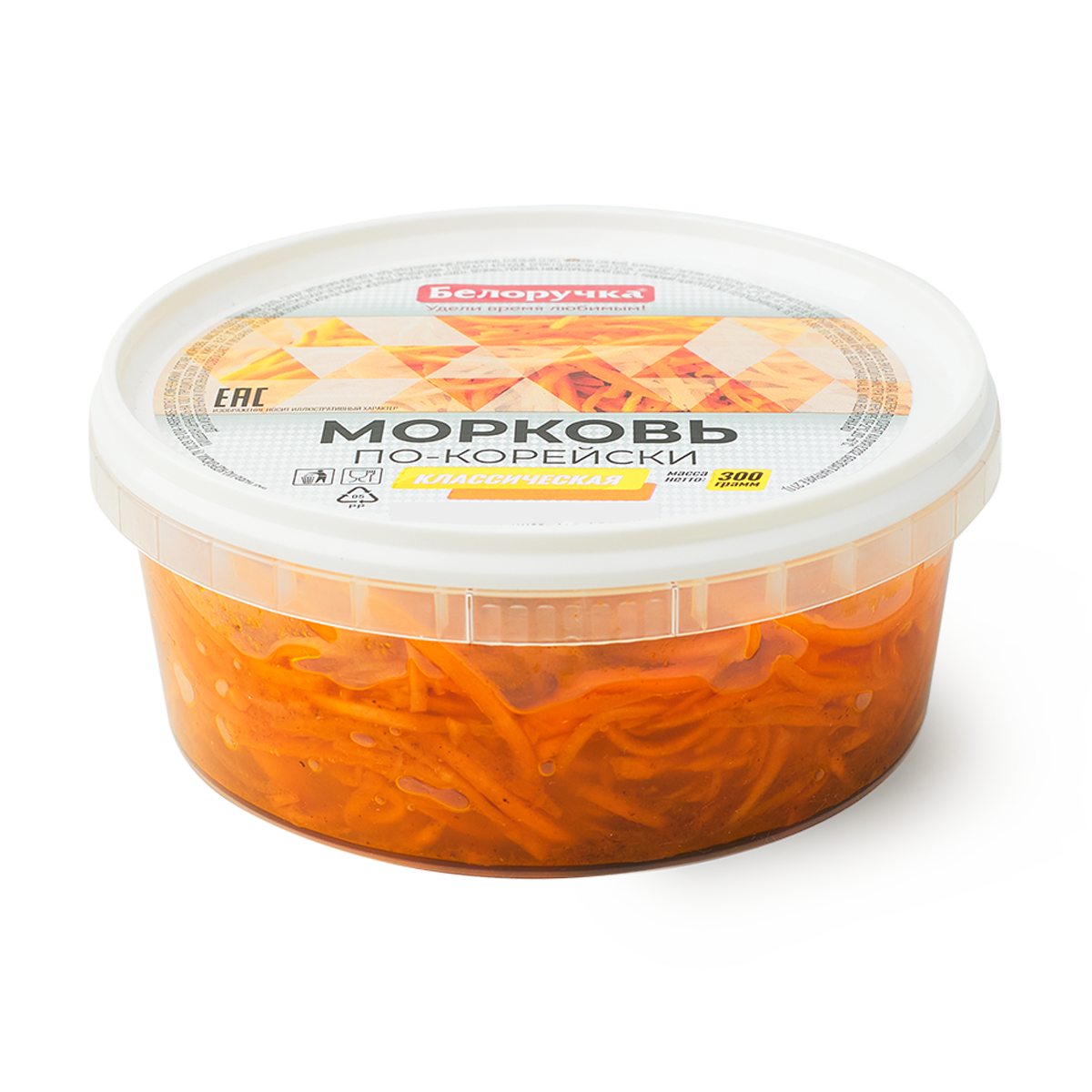 Морковь по-корейски Белоручка, в пластиковой банке, 300 грамм