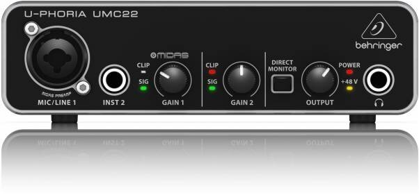 Behringer UMC22 USB Аудио интерфейс для записи микрофонов и инструментов