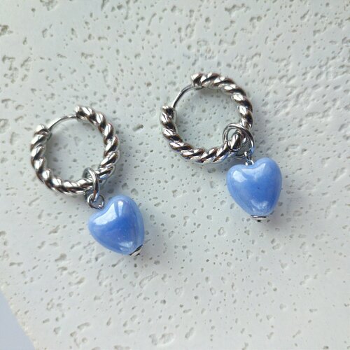 Серьги конго Дарья Бурдо, керамика, размер 40 мм, голубой