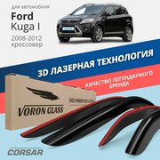 Дефлекторы окон Voron Glass серия Corsar для Ford Kuga I 2008-2012 накладные 4 шт.