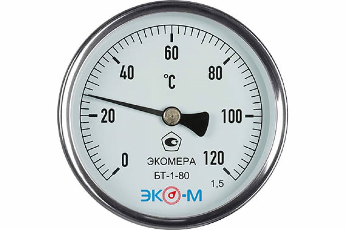 Термометр биметаллический экомера БТ-1-80 0-120С L=80