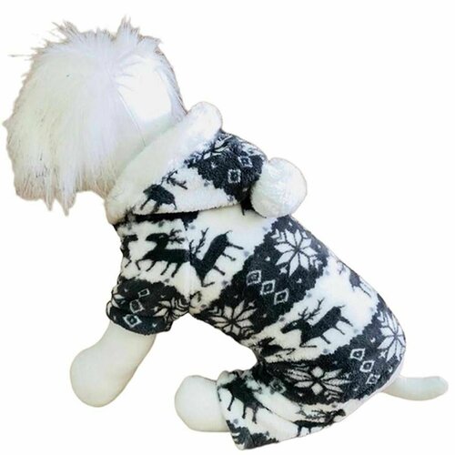Комбинезон для собак Pet Fashion - Алтай, плюш, размер S, 24х32 см, черно-белый, 1 шт