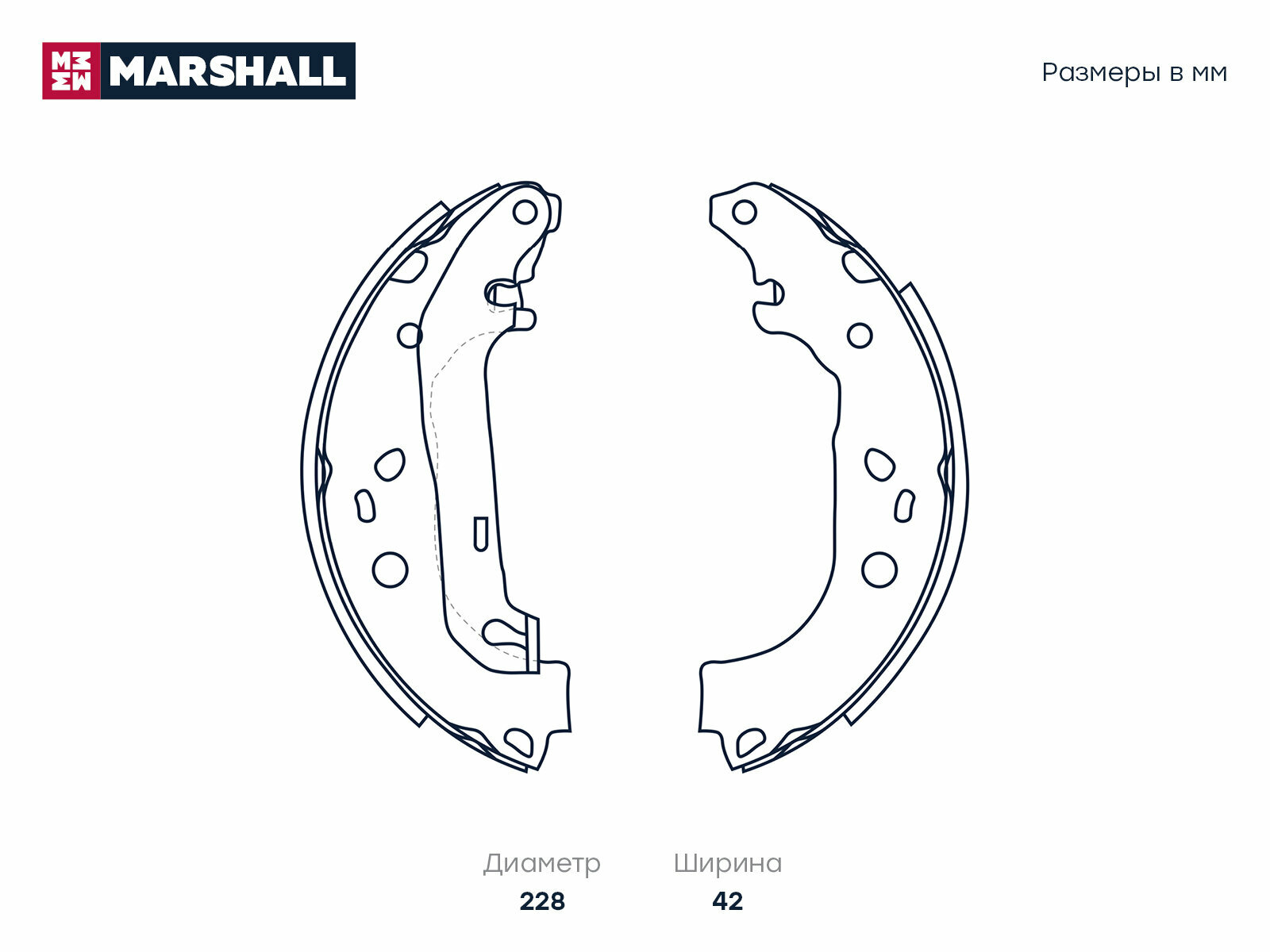 Тормозные колодки барабанные задние MARSHALL M2520207 для Ford Focus II 04- // кросс-номер TRW GS8736