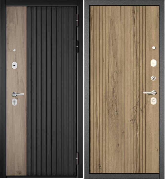 фото Мастино TRUST ECO 401/161 Черный матовый-ДГМ/Антрацит букле-Дуб галифакс медовый 860 правая