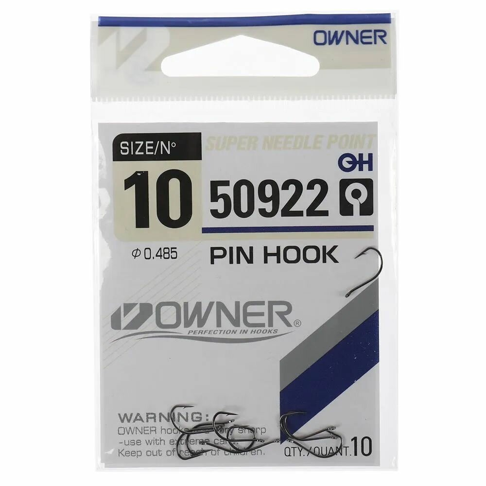 Крючки OWNER PIN HOOK 50922 №10 /10 шт. Овнер Крючок. Одинарные для рыбалки.