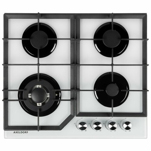 Варочная панель газовая AXELDORF GH-0607 белое стекло газ контроль электроподжиг чугунная решетка 1924900₽