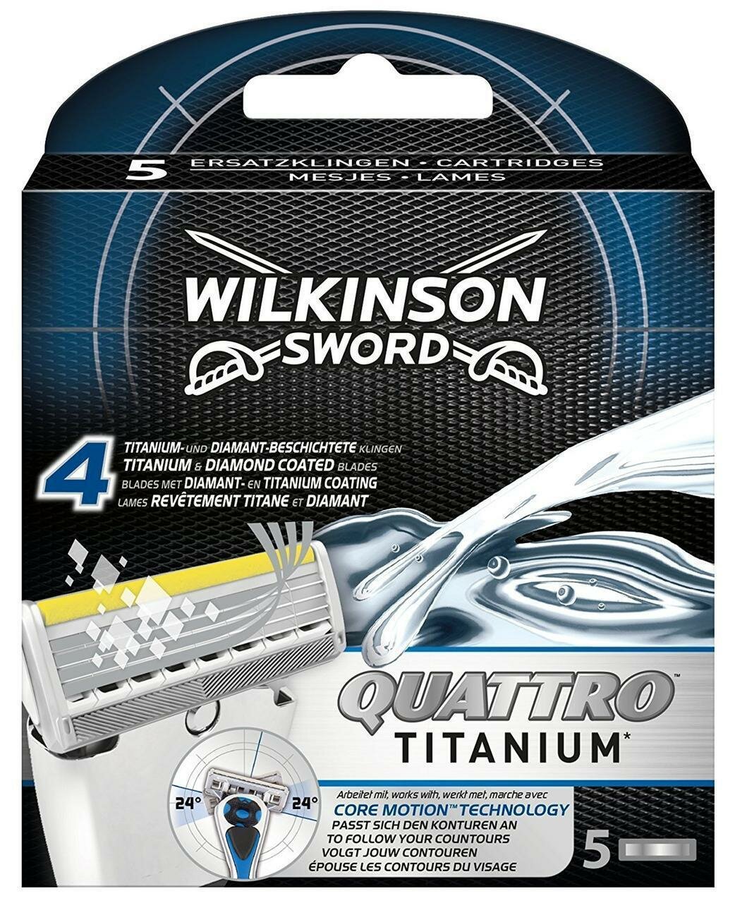 Wilkinson Sword / Schick Quattro Titanium Сменные кассеты, 5 шт.