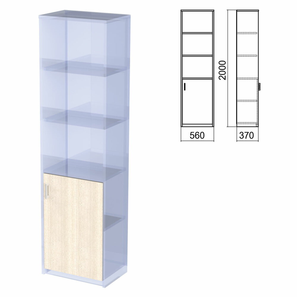 Шкаф полузакрытый часть 2 "Арго", 560х370х2000 мм, дверь, 4 полки, ясень шимо